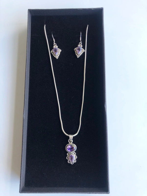 Amethyst and Earrings and Pendant